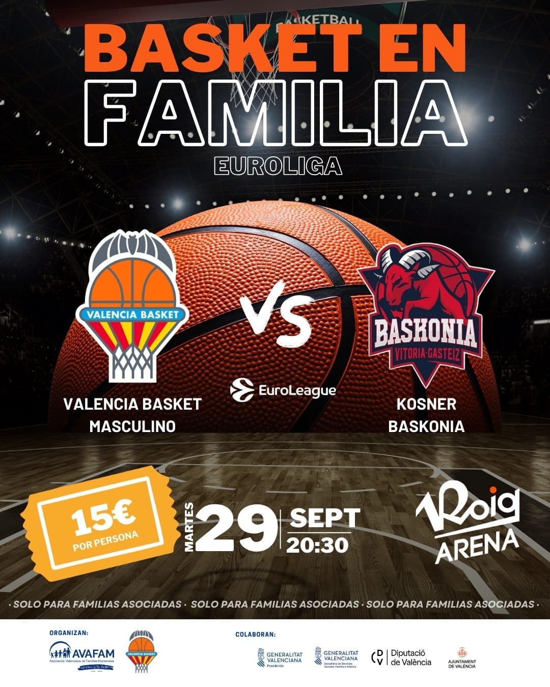Entradas VLC BASKET Partido de EUROLIGA 29 Septiembre