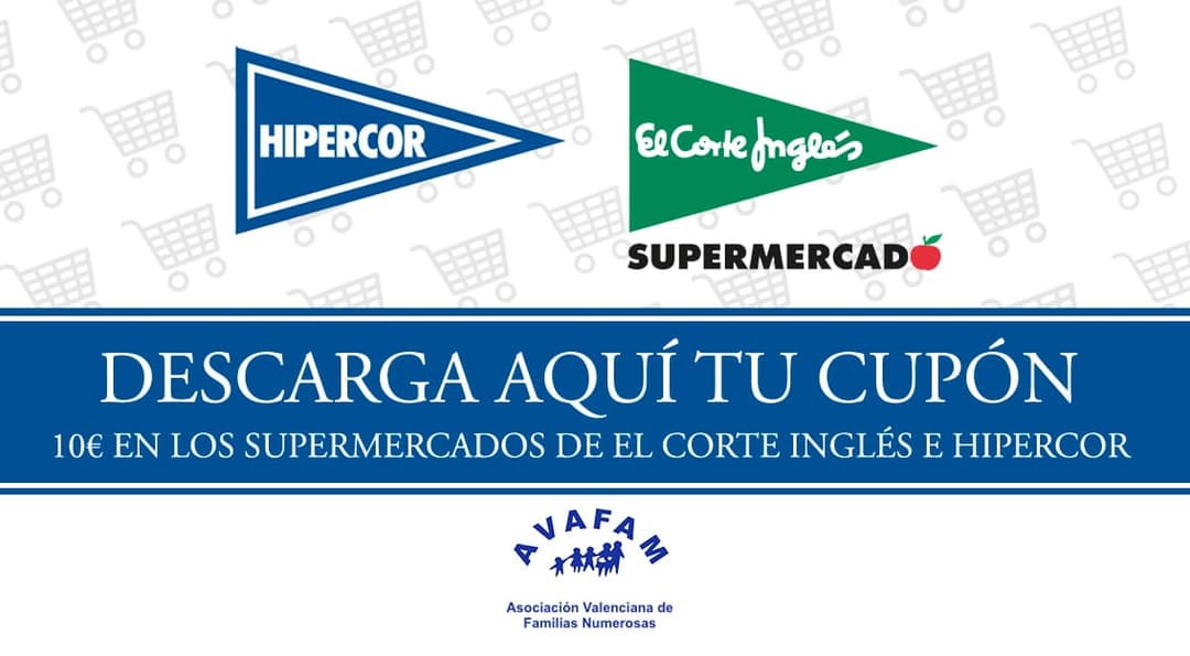 Recuerda que por ser familia numerosa tienes 10€ de descuento en los Supermercados del Corte Inglés