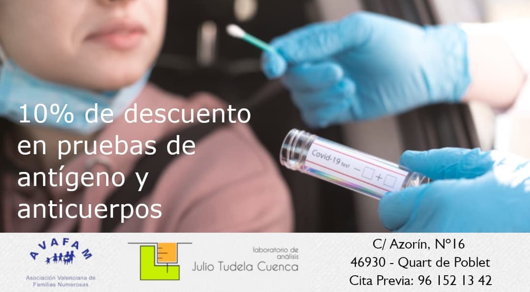El laboratorio Julio Tudela Cuenca ofrece un 10% de descuento a las familias numerosas