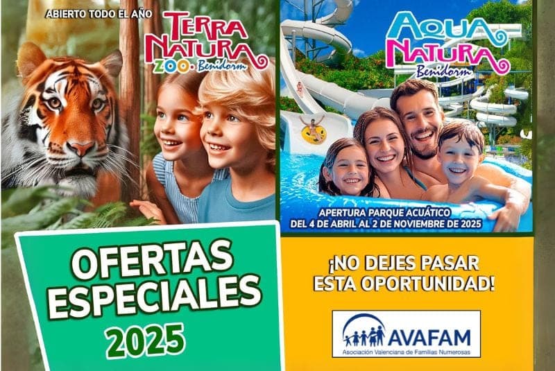 Nuevas ofertas para familias asociadas en Terra Natura y Aqua Natura Benidorm