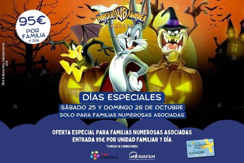 ¡Vuelven los Días Especiales de Familias Numerosas en el Parque Warner!