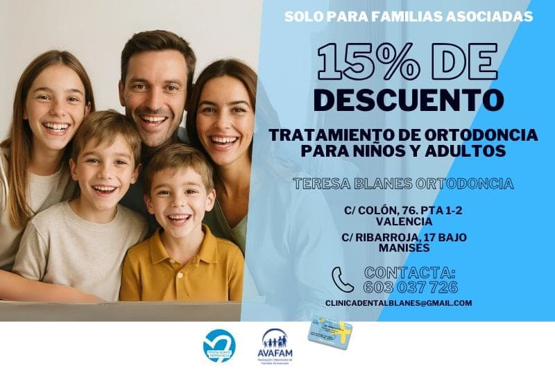 Aprovecha el descuento para familias asociadas en Teresa Blanes Ortodoncia