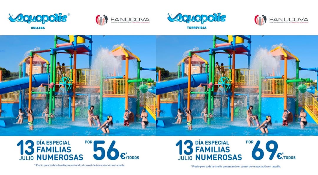 Aprovecha el descuento para familias numerosas de Aquopolis