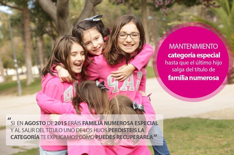 Se mantiene la categoría Especial hasta el último hijo