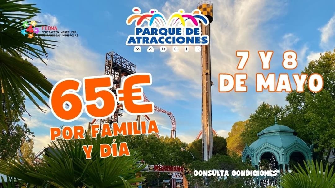 Jornadas especiales para familias numerosas asociadas en el Parque de Atracciones de Madrid