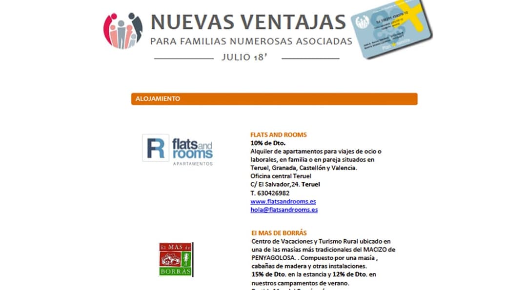 Nuevas ventajas para socios de AVAFAM, Julio 2018
