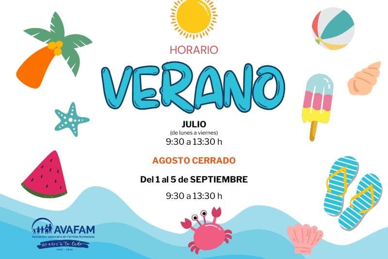 ¡Ya está aquí el horario de verano de AVAFAM!